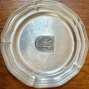 Vintage SIGG Switzerland Pewter Wine Bottle Coaster Heraldic Griffin 4.5”